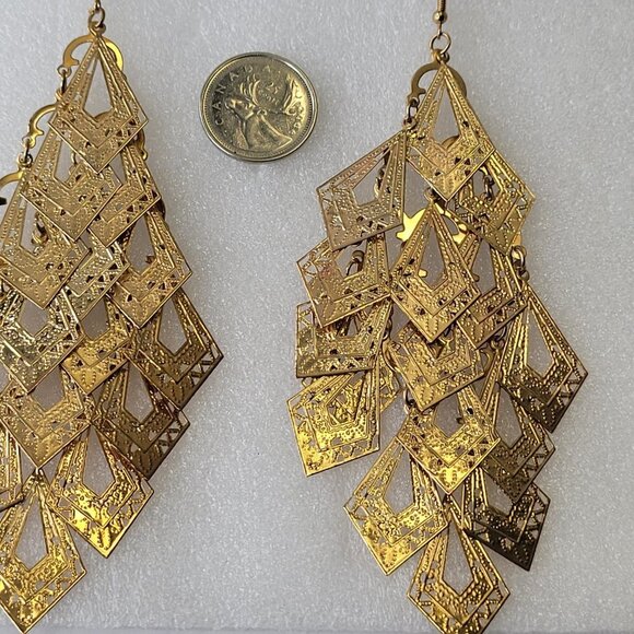 Gold Chandelier Light Earrings - Picture 5 of 12